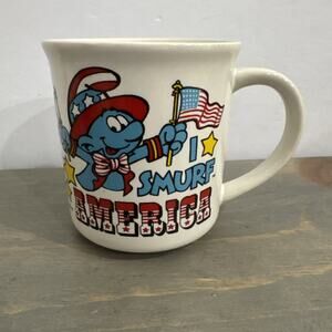 Smurf America Coffee Mug 1982 Smurf Travel America by Wallace Berrie & Co.